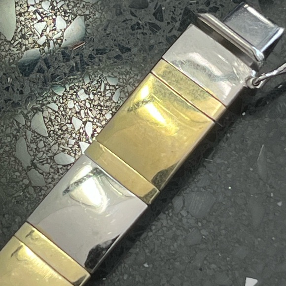 18k Gold sterling silver link shiny mirrored polished vintage bracelet QVC - Picture 2 of 6